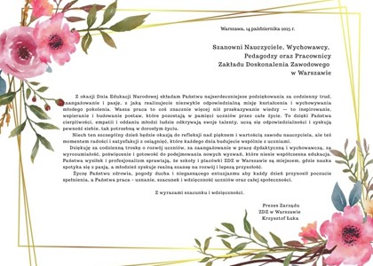 Życzenia z okazji Dnia Edukacji Narodowej